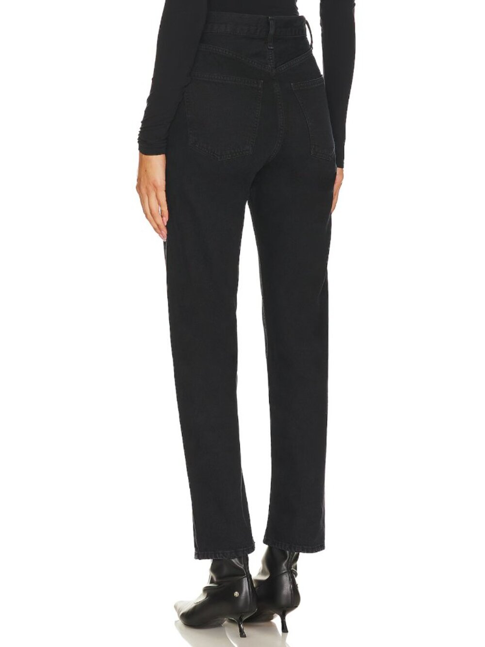 AGOLDE 90s Pinch Waist High Rise Straight Jeans in Crushed Black Denim 27 - Picture 3 of 6
